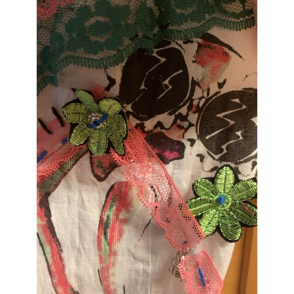 Farinelli Dress Juniors Small Eclectic w/ Spaghetti Straps Colorful Lace & Charm - Picture 5 of 11